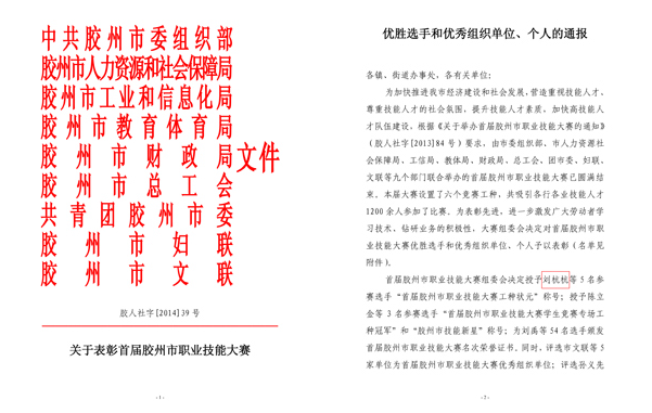 獲獎(jiǎng)文件